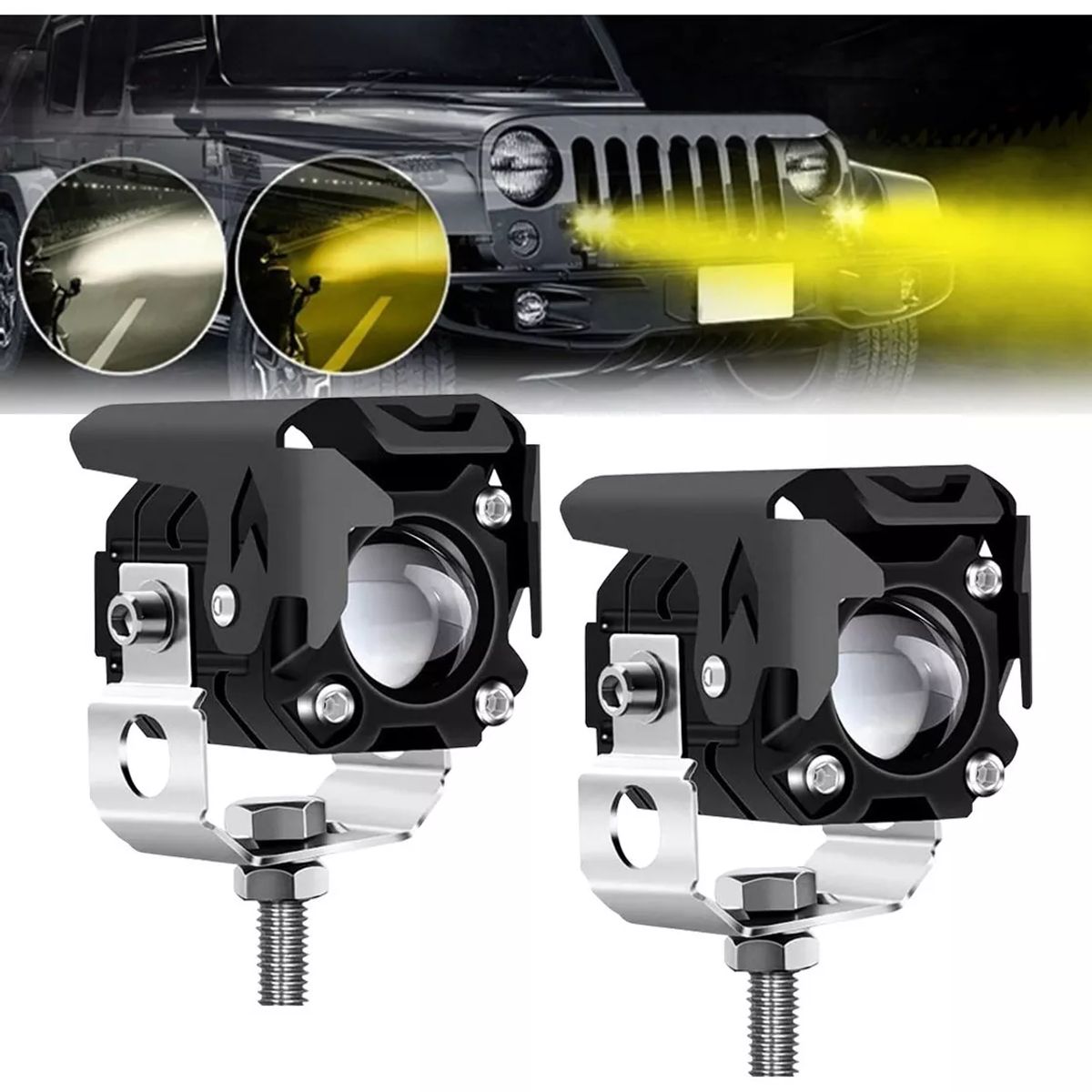 GENERICO - Faros De Lupa De Doble Color De 60w Luz Para Auto Moto