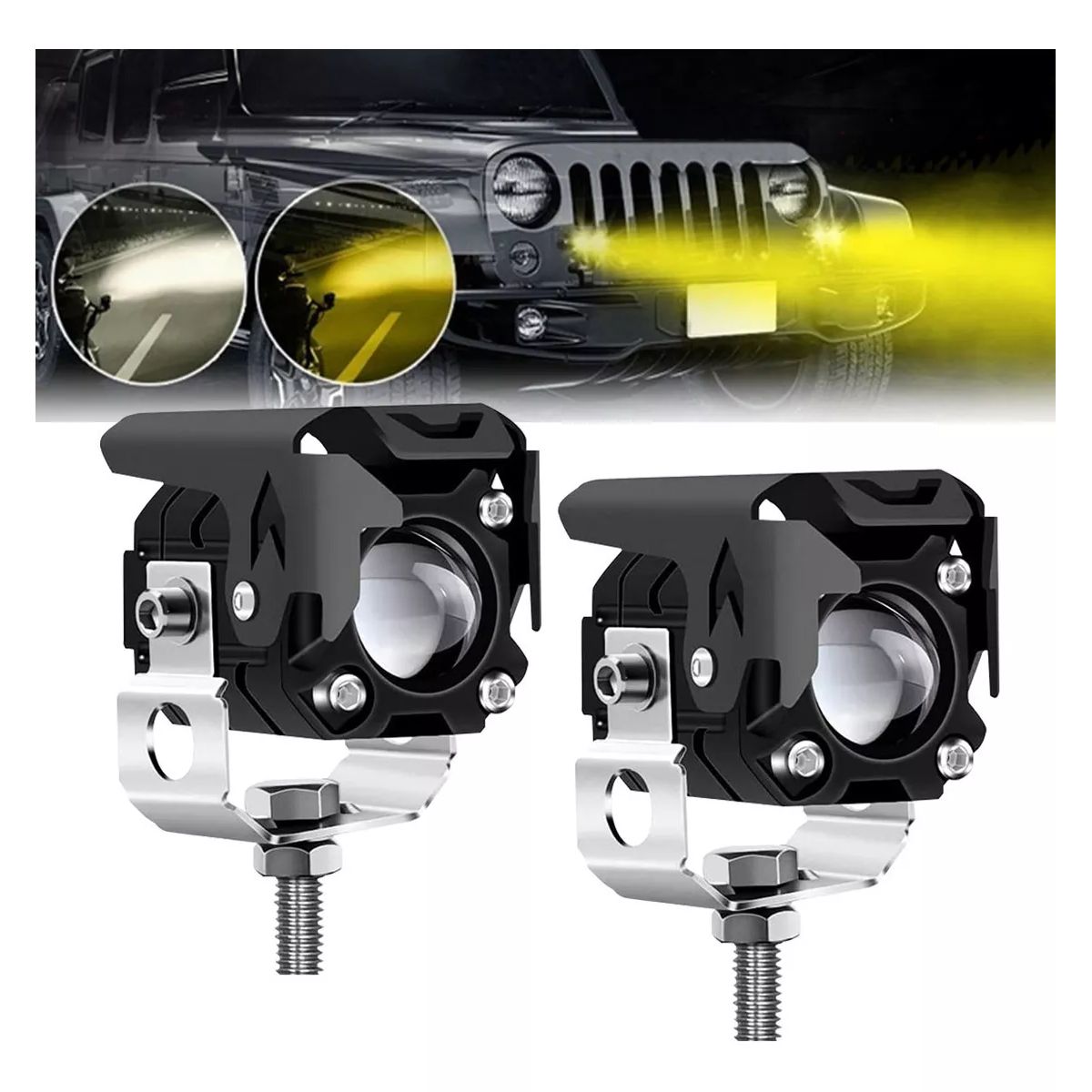 GENERICO - Faros De Lupa De Doble Color De 60w Luz Para Auto Moto