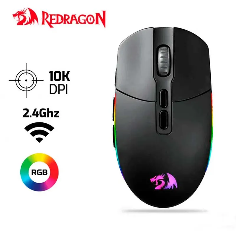 REDRAGON - Mouse REDRAGON INVADER PRO M719RGB Inalambrico 10,000 DPI RGB