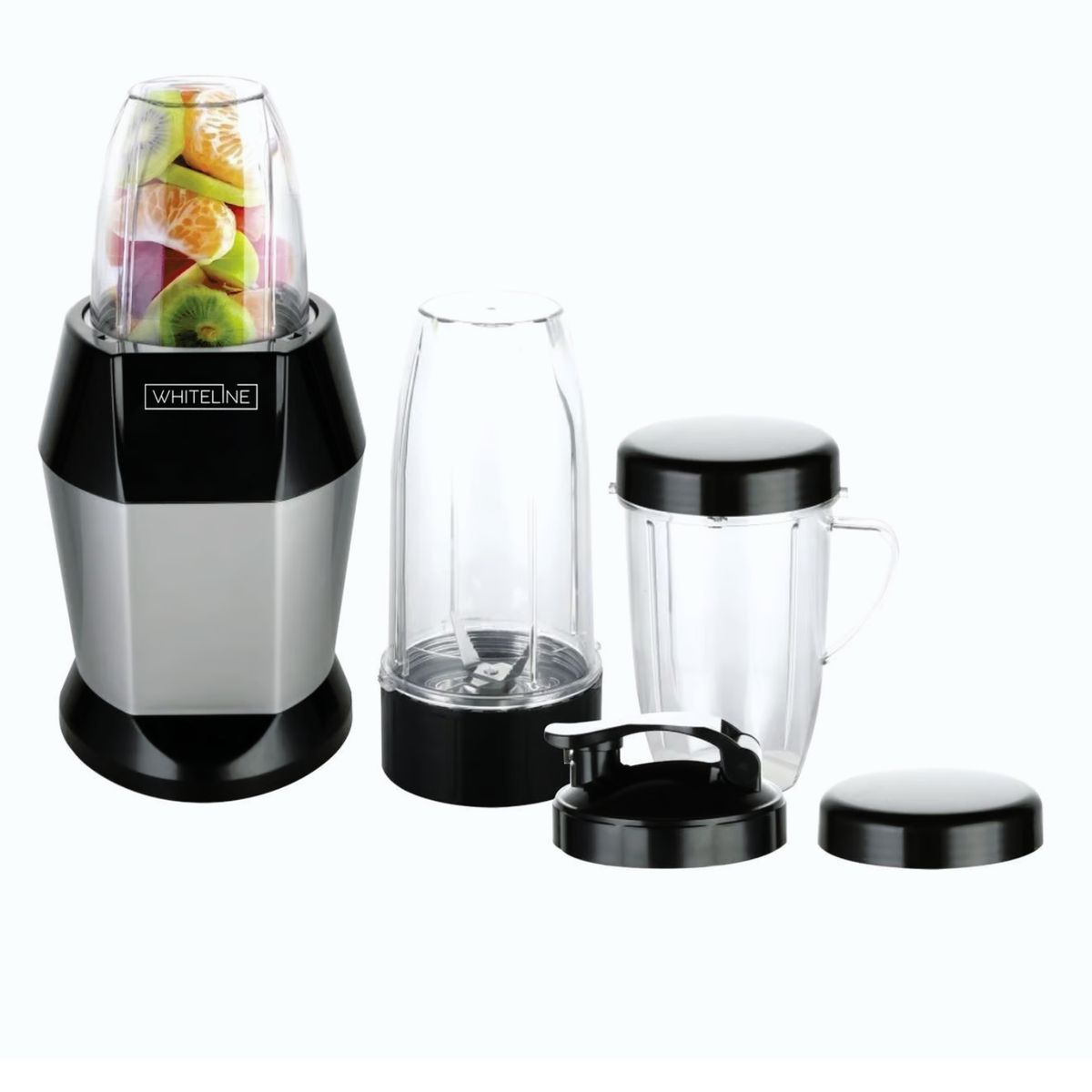 WHITELINE - Licuadora Personal Whiteline Silver Collection 03 vasos portátiles