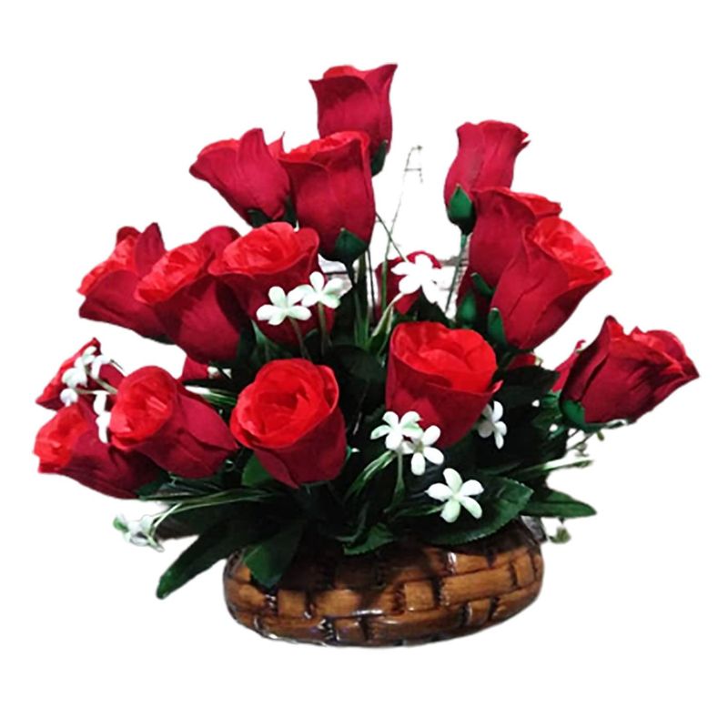 GENERICO - Planta Arreglo Flores artificiales base Cerámica Con Rosas Rojas