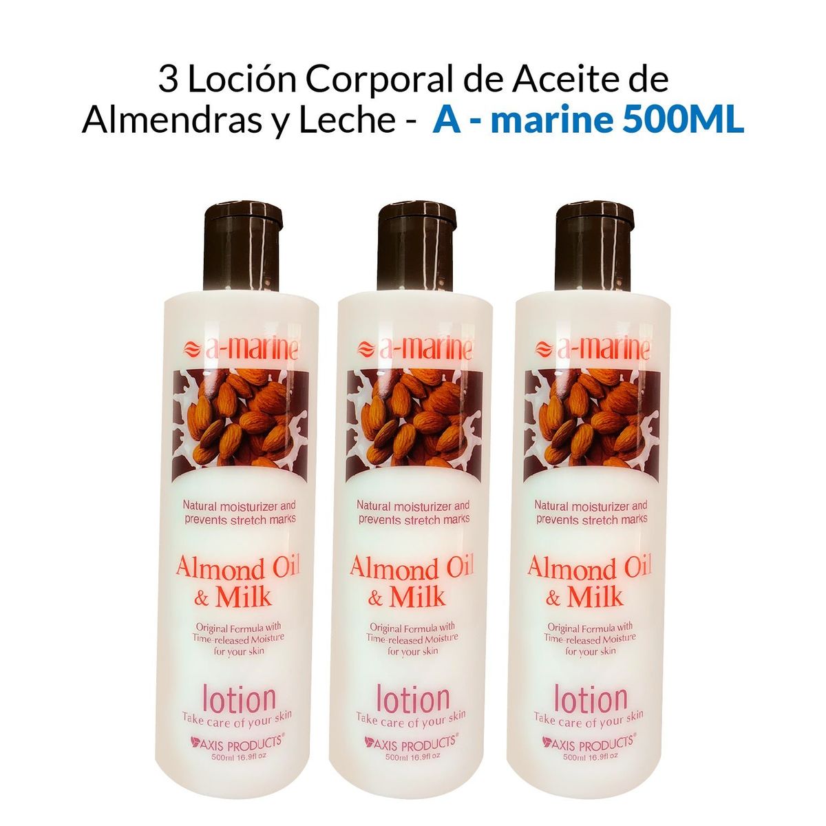 GENERICO - Locion Corporal Aceite De Almendras Y Leche A-Marine 500ml 3 Unidades_.
