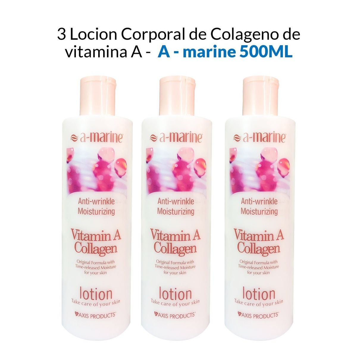 GENERICO - Locion Corporal De Colageno De Vitamina A A-Marine 500ml 3 Unidades