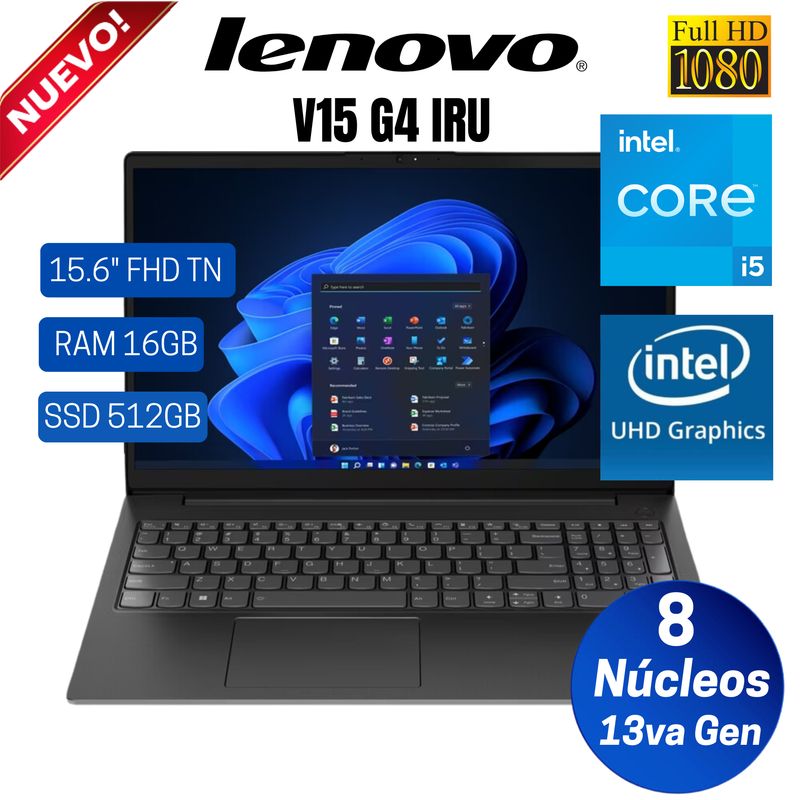 LENOVO - Laptop Lenovo V15 G4 IRU 15.6"  FHD TN, Core i5-13420H, 13va Gen, Ram 16GB, Ssd 512GB, Free Dos