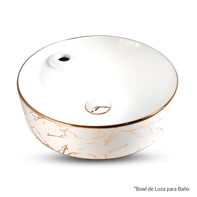 GENERICO - Lavamanos Loza Circular Dorado con Blanco