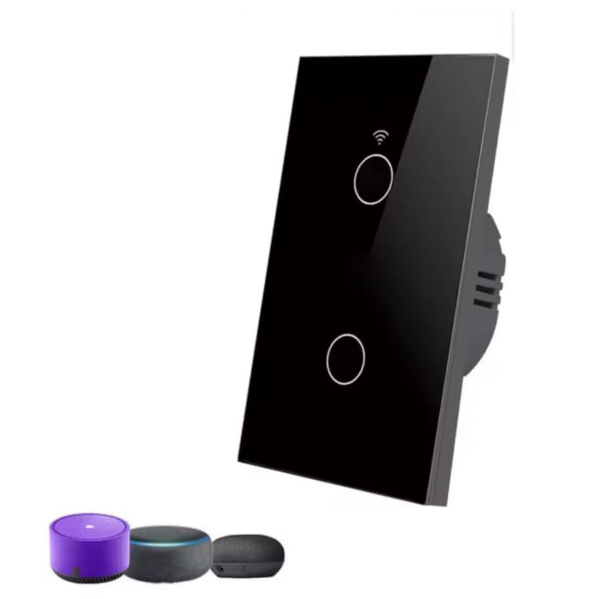 GENERICO - Interruptor Inteligente Wifi Doble Sin neutro Negro