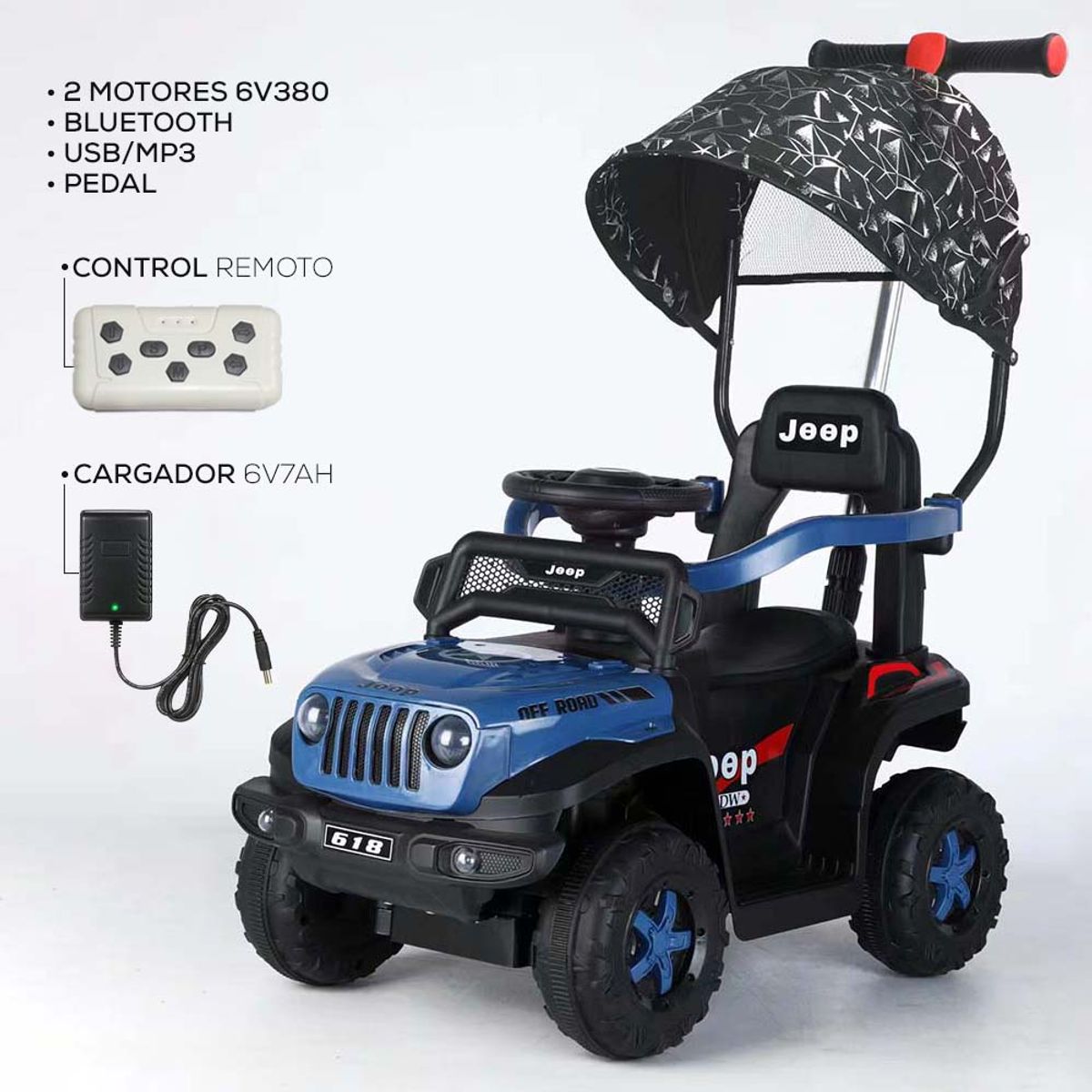 BABYKISS - CARRO CON CONTROL REMOTO ELECTRICO TODO TERRENO AZUL