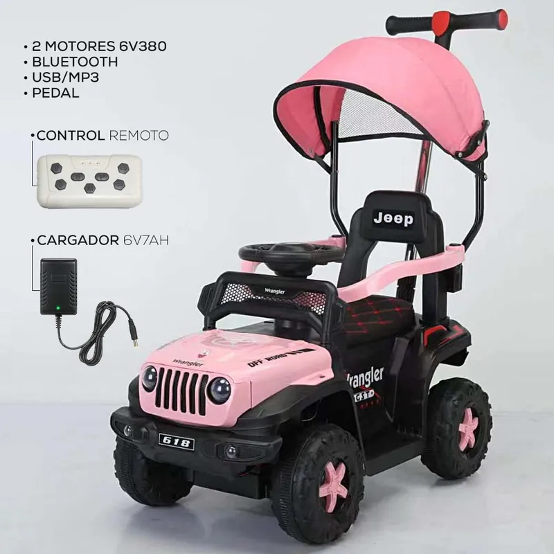 BABYKISS - CARRO CON CONTROL REMOTO ELECTRICO TODO TERRENO ROSADO