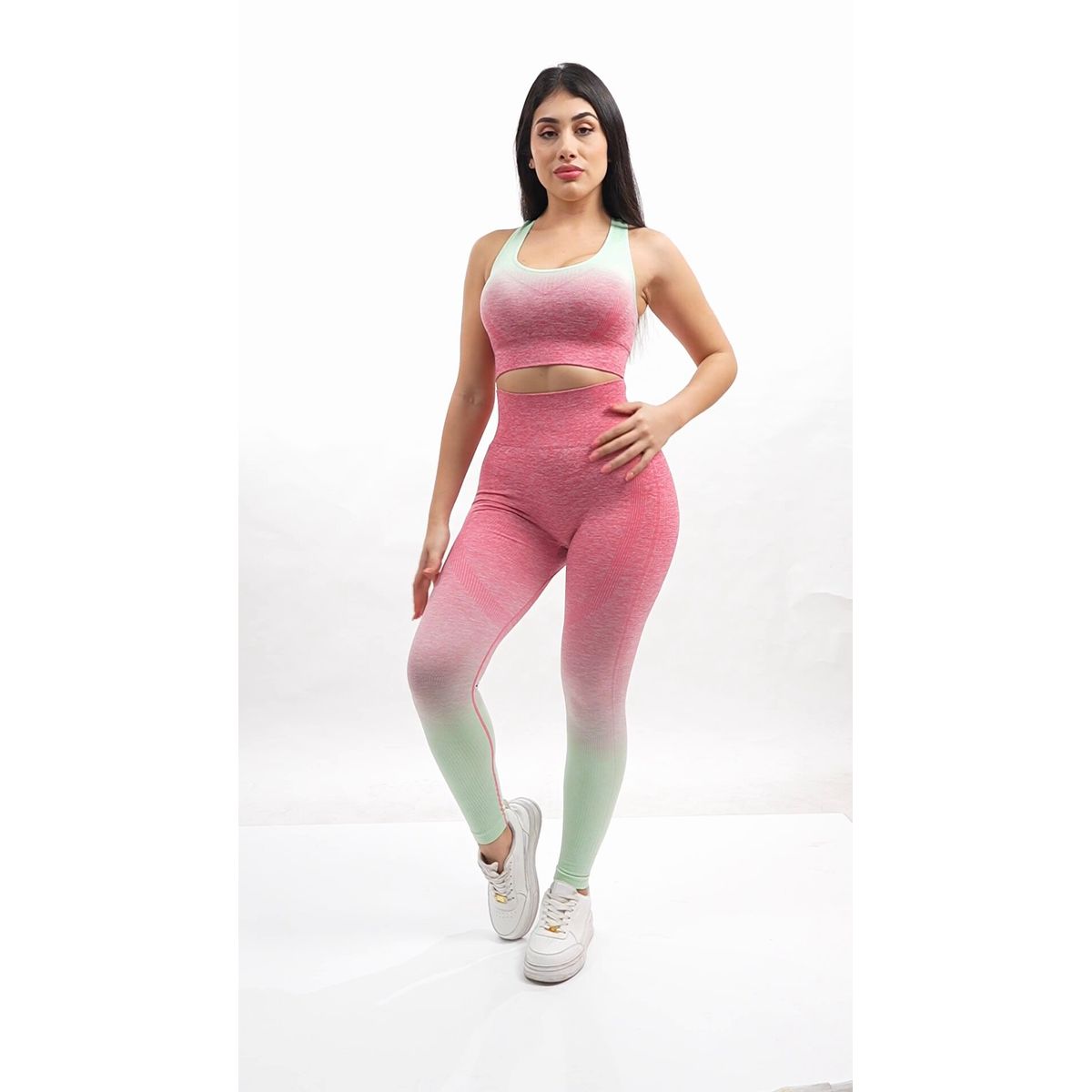 GENERICO - Conjunto deportivo mujer bicolor push up