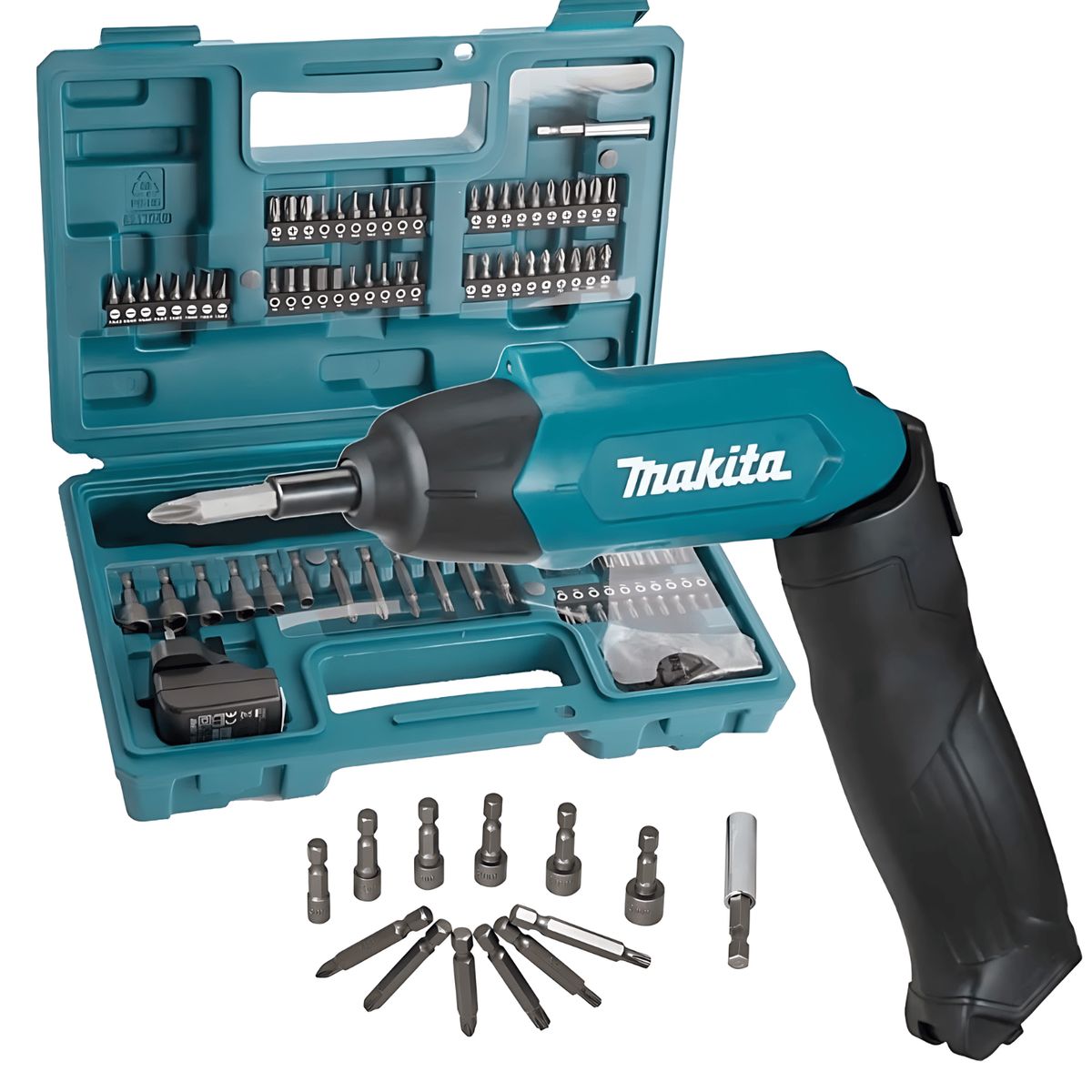 MAKITA - Atornillador 1/4'' Hex 3.6V 6Nm Makita + 81 Accesorios Makita DF001DW