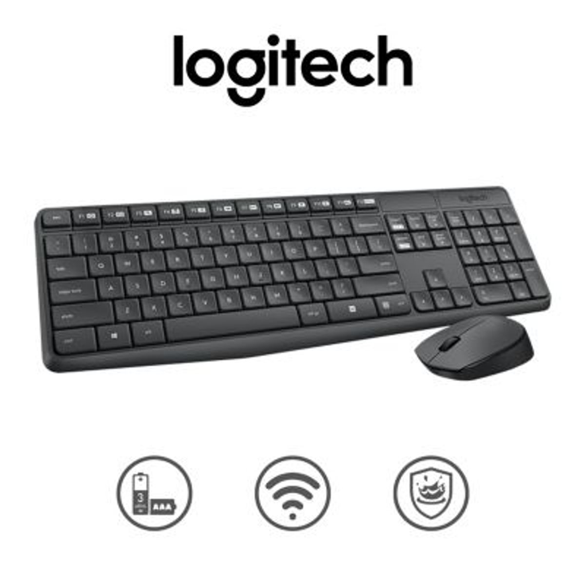 LOGITECH - Kit Teclado y Mouse Logitech MK235 Inalambrico USB Plug and Play Negro