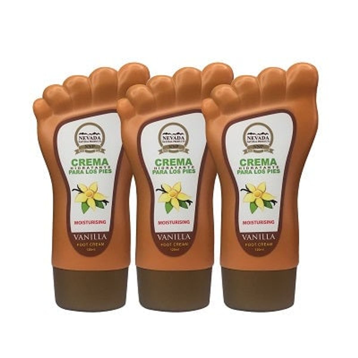 NEVADA NATURAL PRODUCTS - Crema Hidratante Para Los Pies Vainilla 120ml 3 Unidades