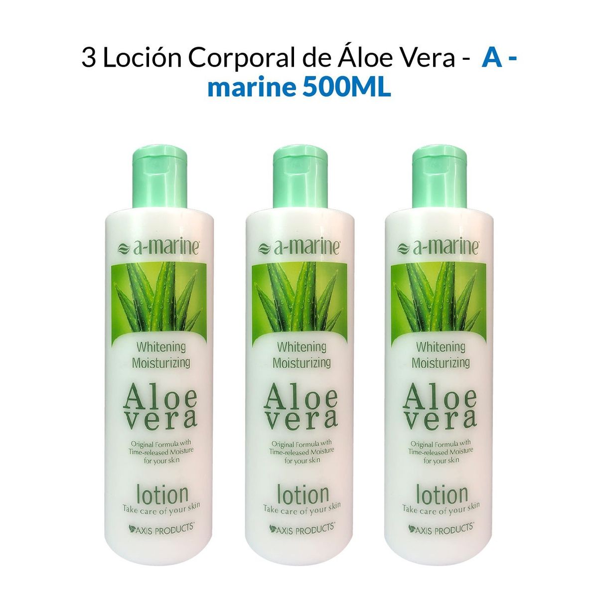 GENERICO - Locion Corporal De Aloe Vera A-Marine 500ml 3 Unidades