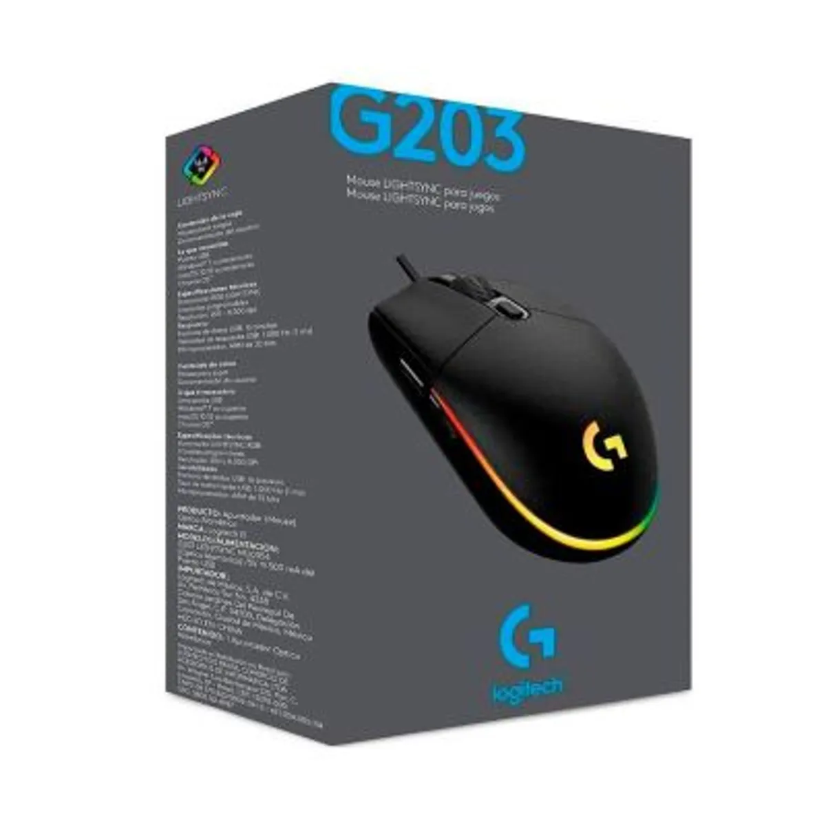 LOGITECH - Mouse Logitech G203 Lightsync Optical 8000 Dpi Rgb Negro