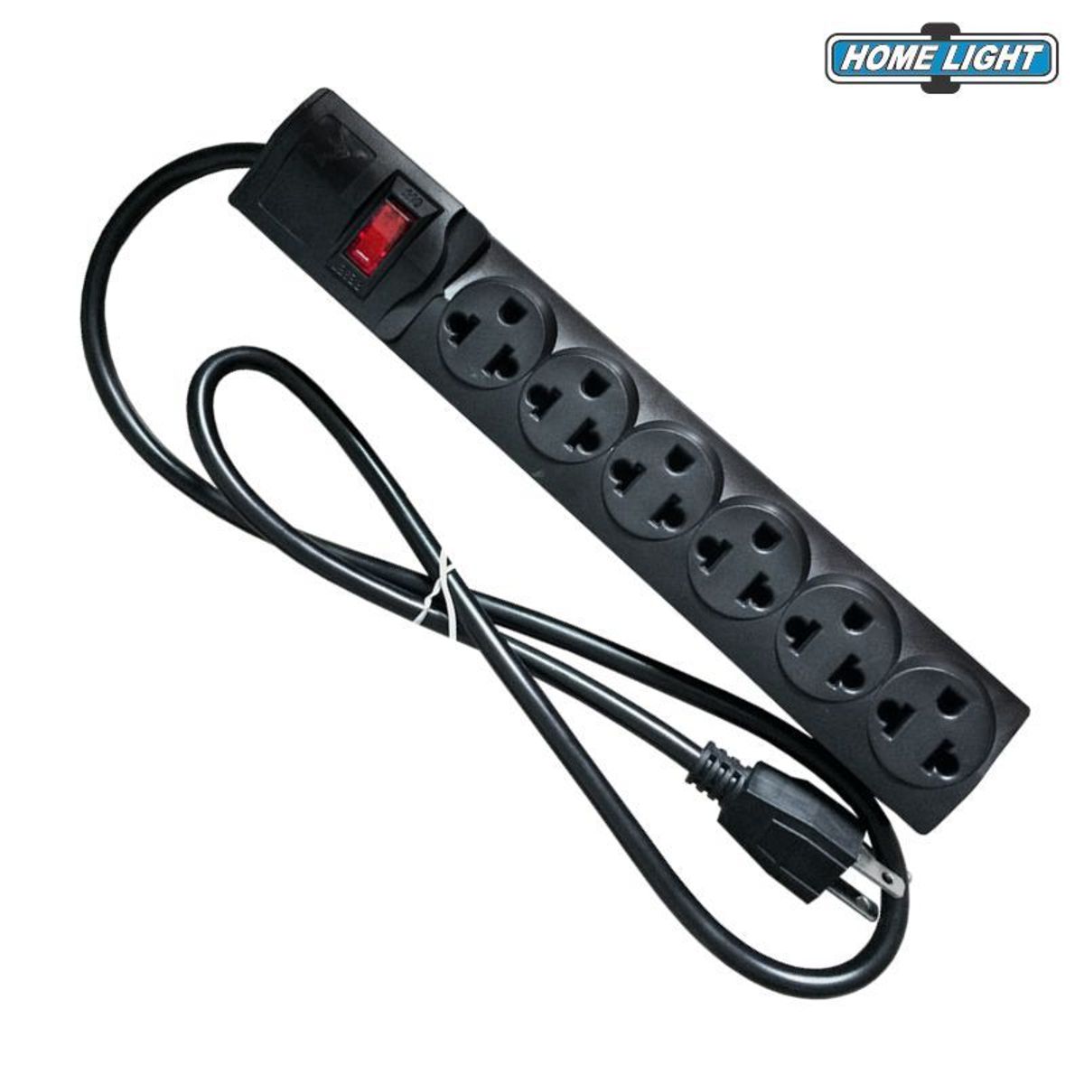 HOME LIGHT - Supresor de Pico 6 Tomas Negro 1 metro, HOME LIGHT