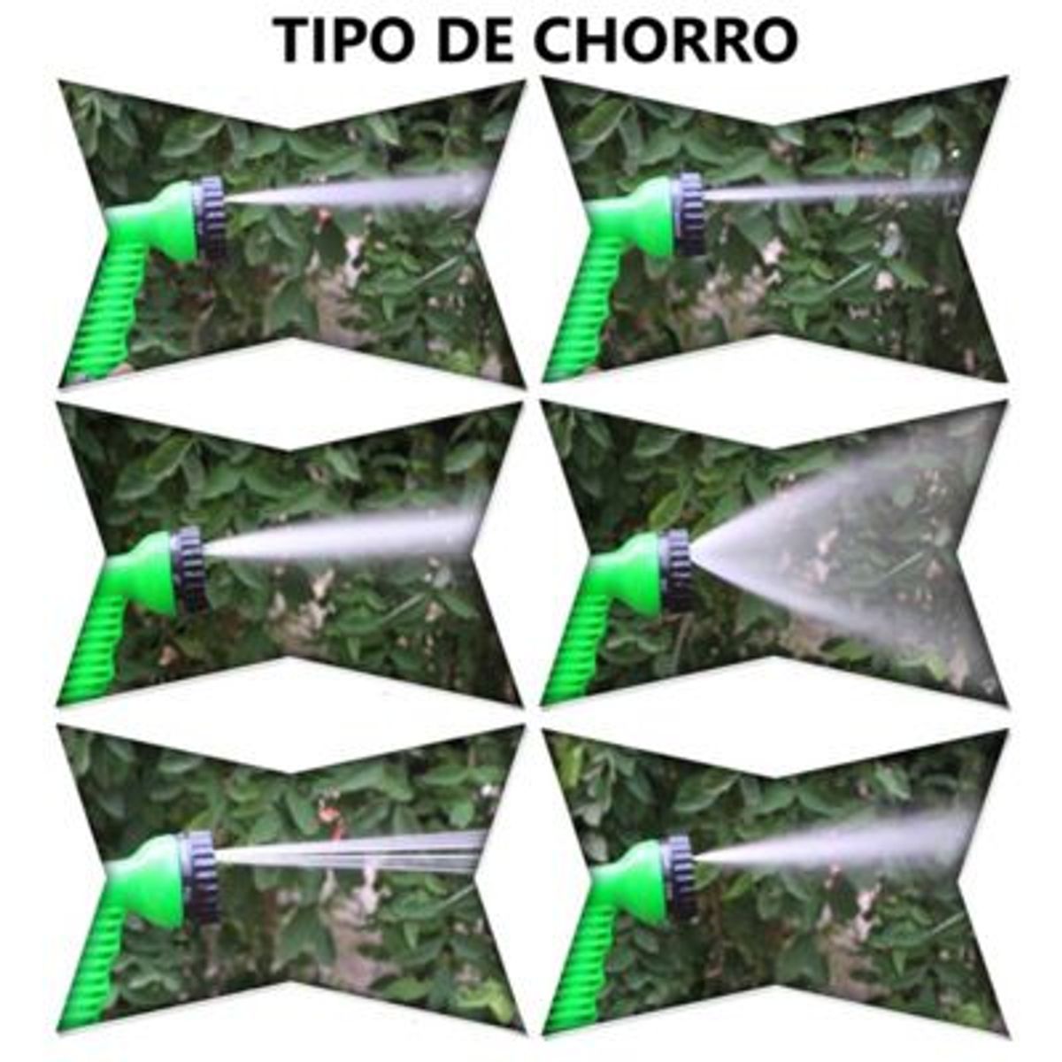 GENERICO - Manguera Verde Retractil 30m Expandible + 7 Chorros