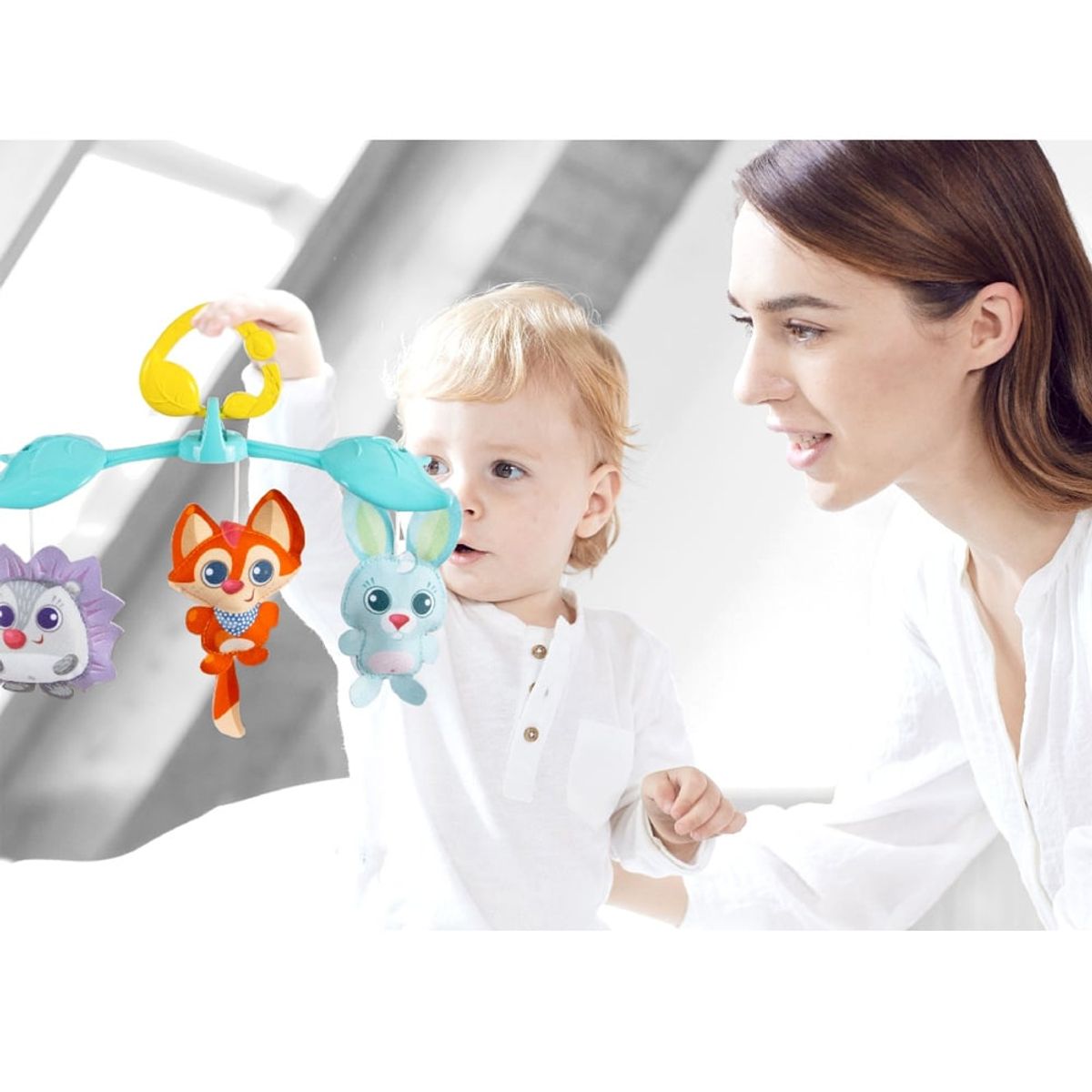 WINFUN - Juguete Móvil 3 en 1 Móvil Musical Amigos del Bosque