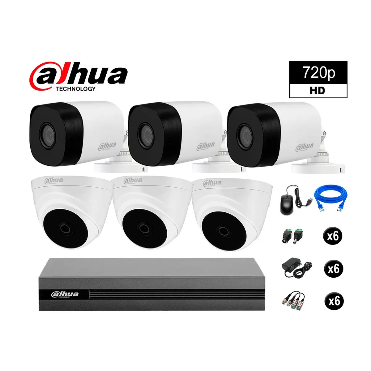 DAHUA - CÁMARAS SEGURIDAD DAHUA KIT 6 HD 720P + CABLE HDMI OFERTA
