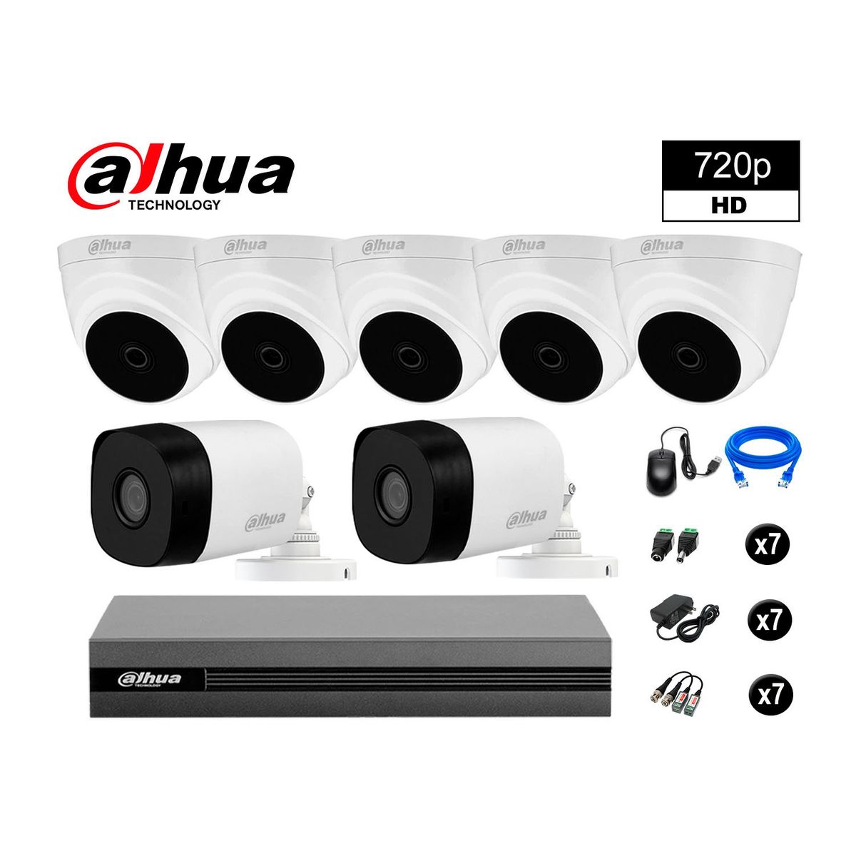 DAHUA - CÁMARAS SEGURIDAD DAHUA KIT 7 HD 720P + CABLE HDMI