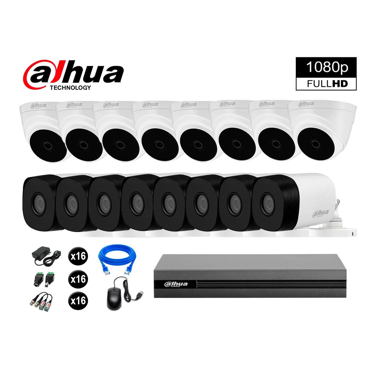 DAHUA - CÁMARAS SEGURIDAD DAHUA KIT 16 FULL HD 1080P + CABLE HDMI OFERTA