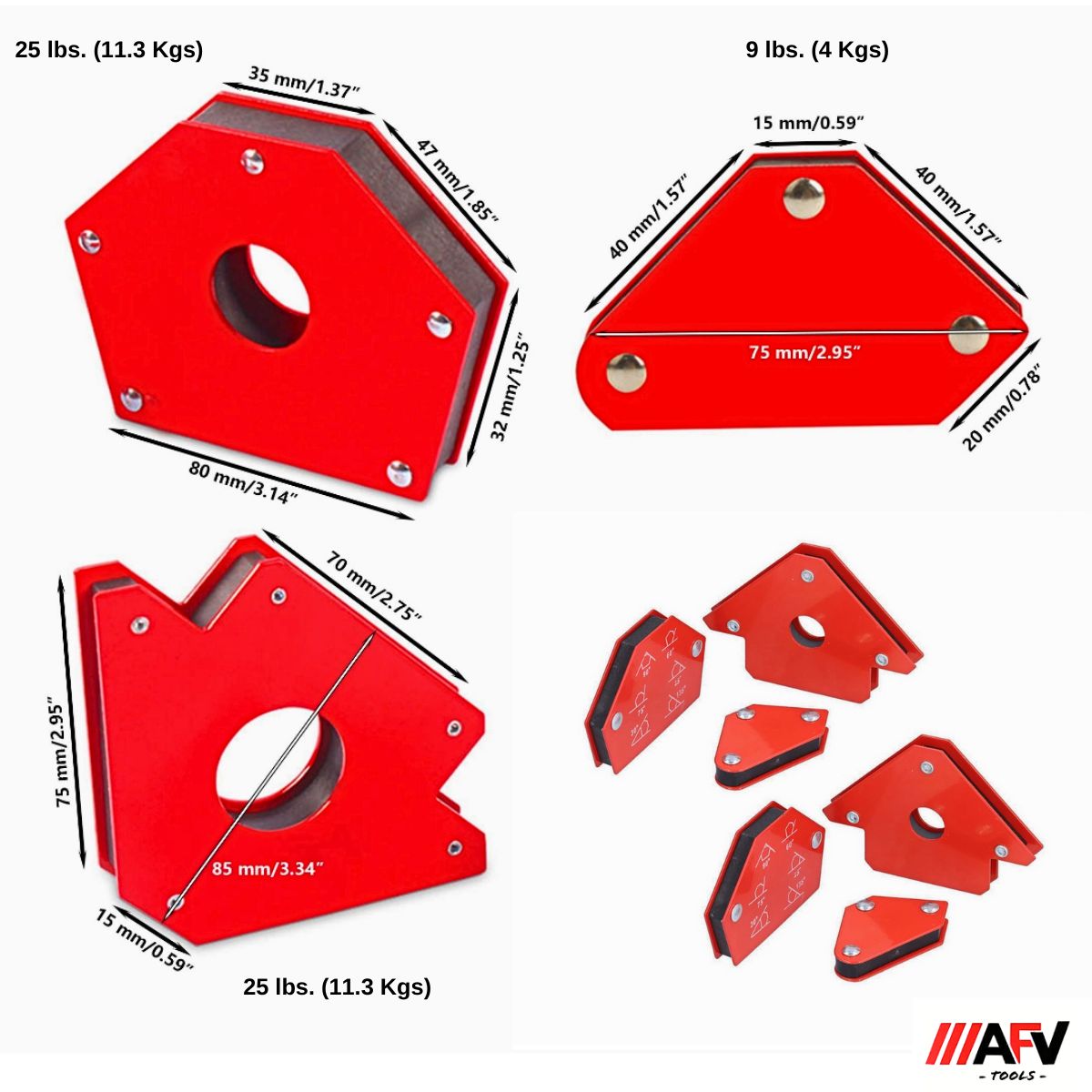 GENERICO - Set de 6 Escuadras Magnéticas para Soldar