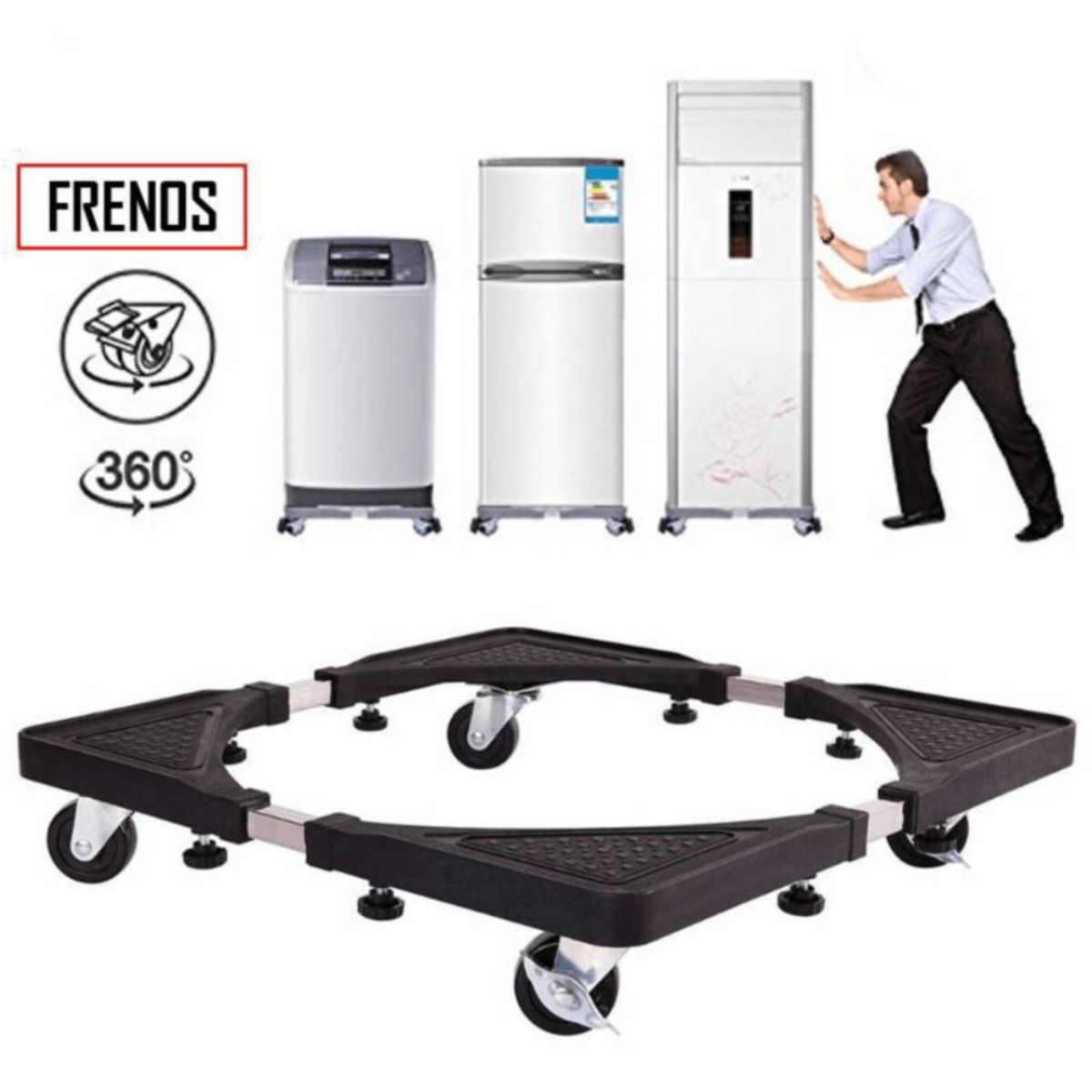 OEM - Soporte Base Ajustable Metal con Ruedas Para Electrodoméstico Lavadora