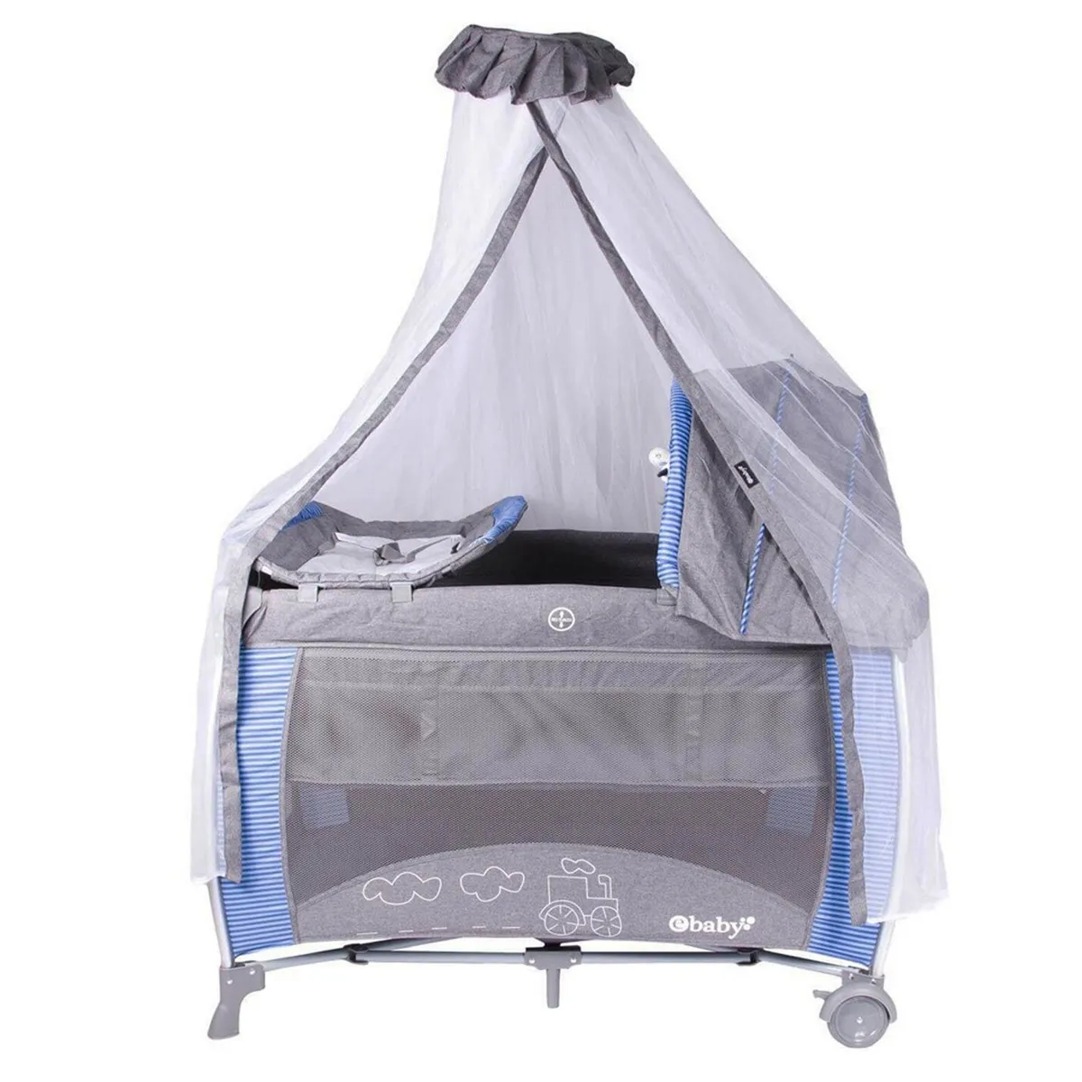 EBABY - Cuna Corral Aluminio NOA 780 Celeste + Colchón