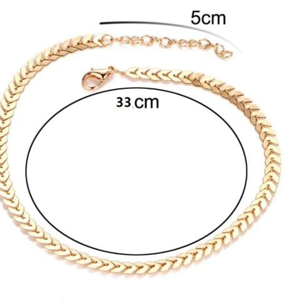 GENERICO - Gargantilla  chapada en forma de moneda de hueso de pescado 2 pcs