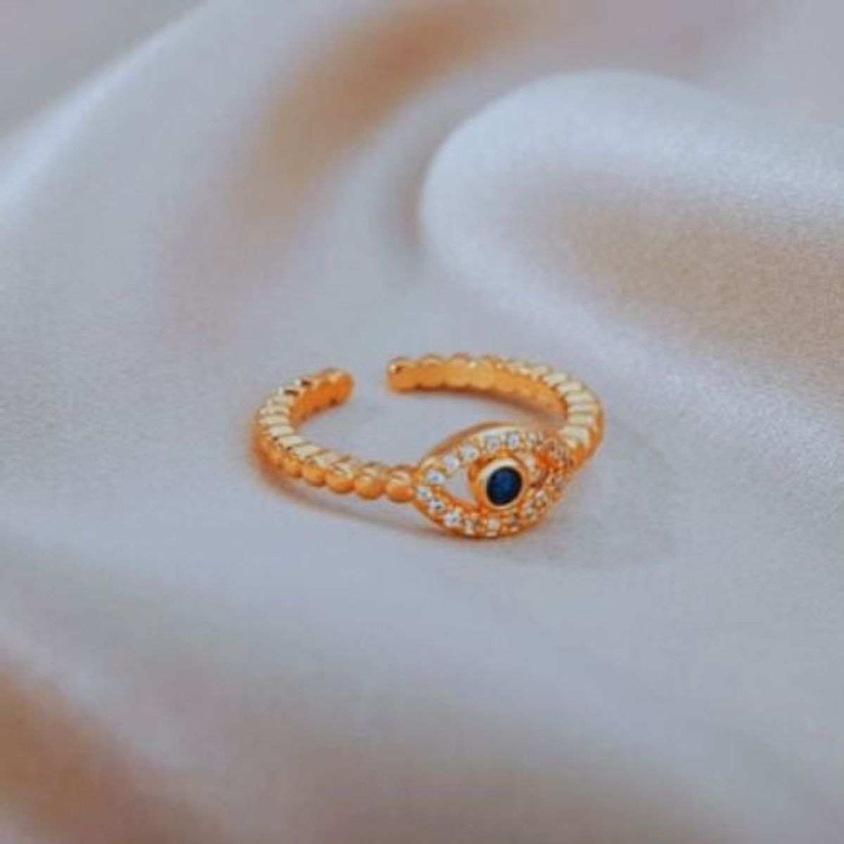 GENERICO - Anillo sortija de acero inoxidable para mujer  Ojos turco ajustable