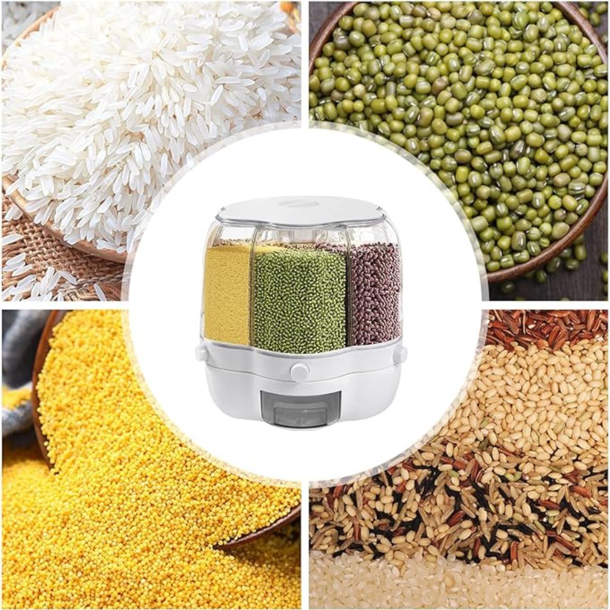 GENERICO - Dispensador de Alimentos con 6 Rejillas Clasificadas Rotación 360°