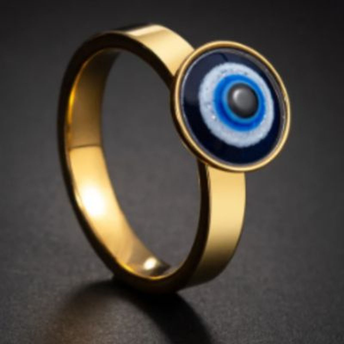 GENERICO - Anillo de acero inoxidable para mujer  Ojos turco -talla 18