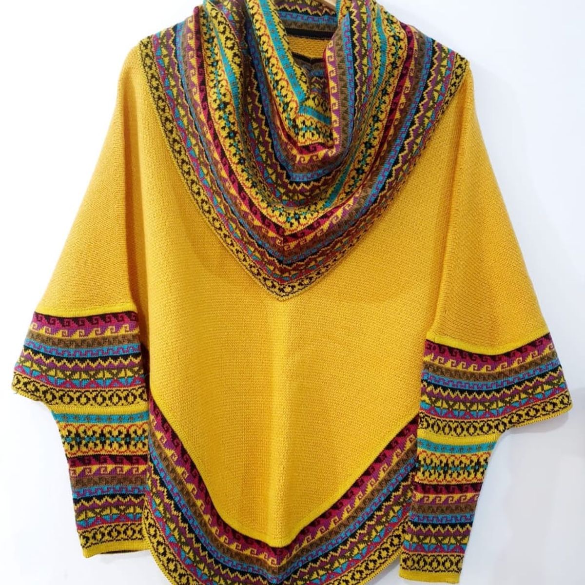 GENERICO - Poncho  Alpaca Con Manga 3/4 Y Gorro