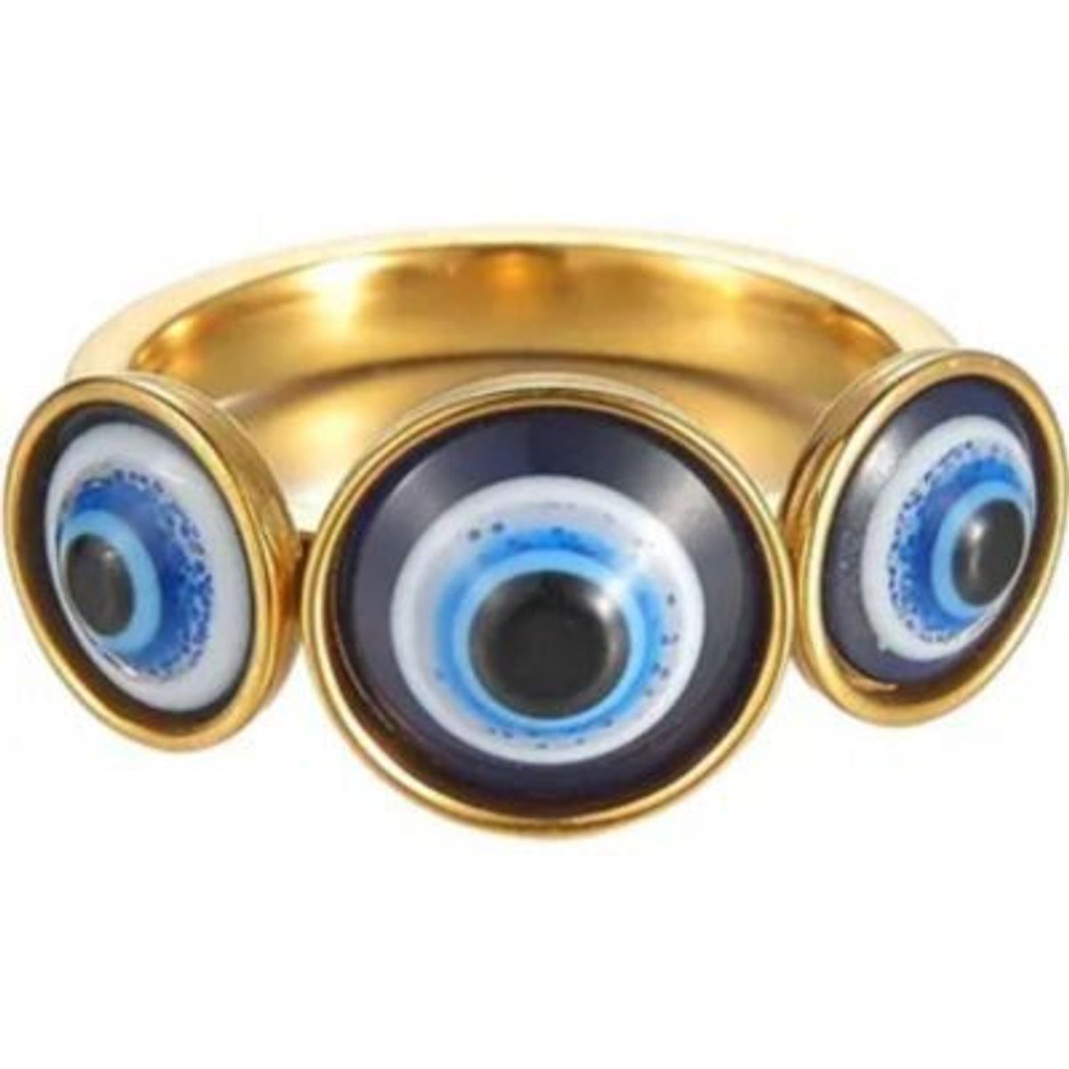 GENERICO - Anillo de acero inoxidable para mujer  Ojos turco -talla 17