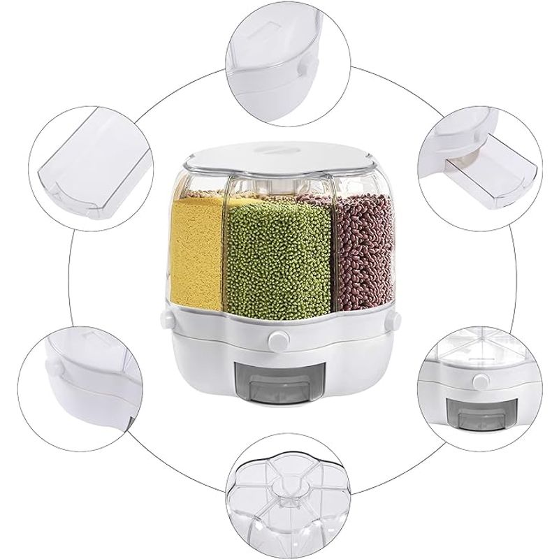 GENERICO - Dispensador de Alimentos con 6 Rejillas Clasificadas Rotación 360°