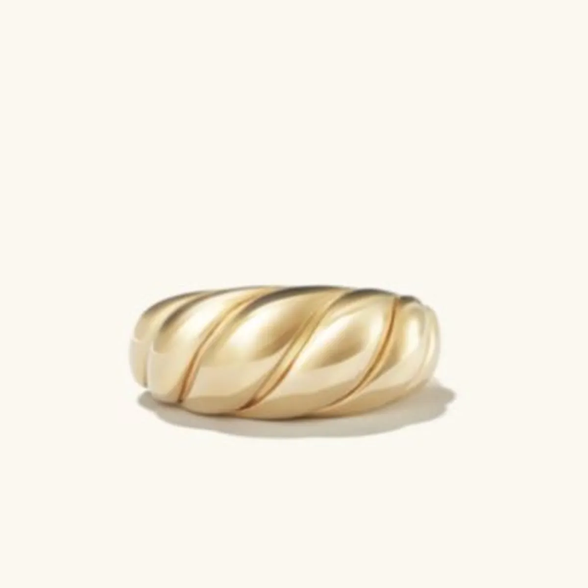 GENERICO - Anillo ondas acero inoxidable para mujer bañado en oro 14 k- Talla 7