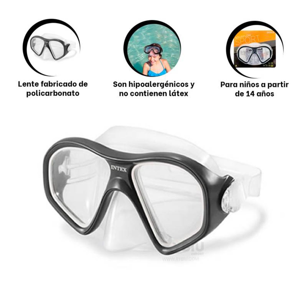 INTEX - Intex - máscara lentes aquaflow 14 años +