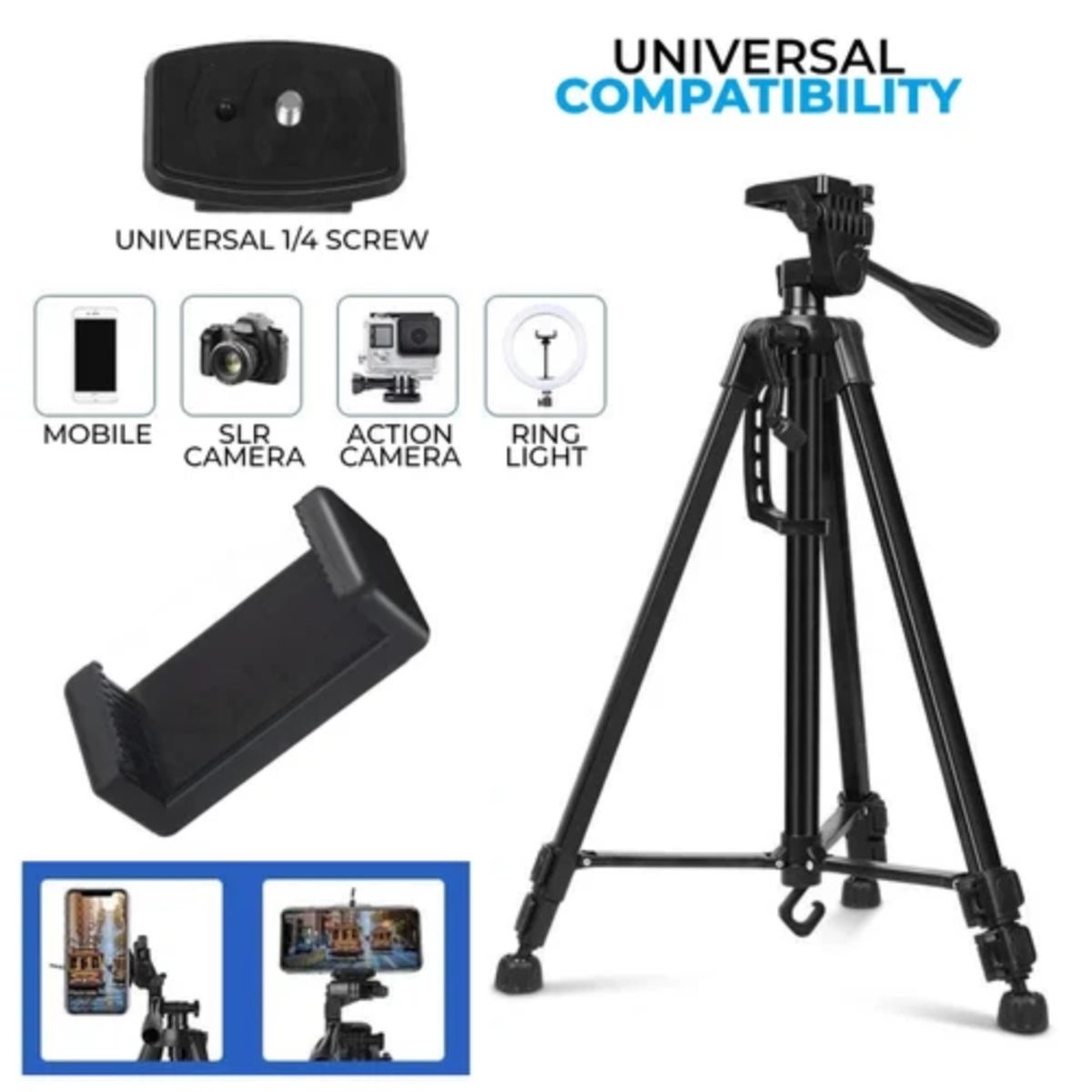 GENERICO - Tripode para Camara Celular 140 cm Profesional Negro 360°