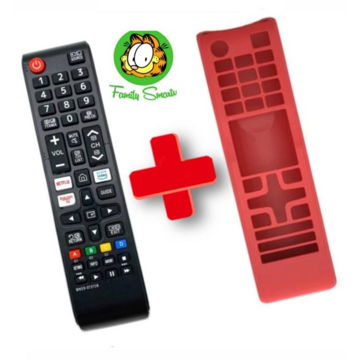 UNIVERSAL - Control Remoto Para tv Samsung Smart Botón Netflix Amazon  funda Rojo
