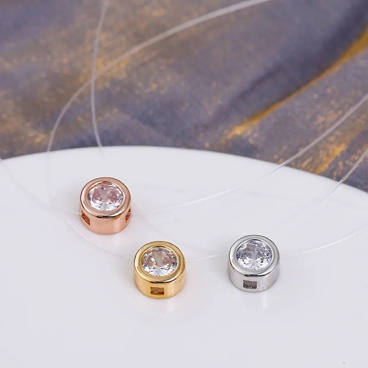 GENERICO - Collar plateado con piedra circonita cadena de pescar