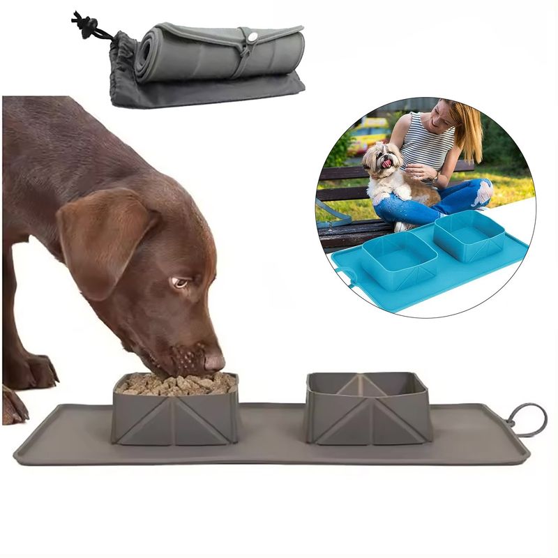 GENERICO - Plato Plegable Silicona para Mascota en Cualquier Aventura