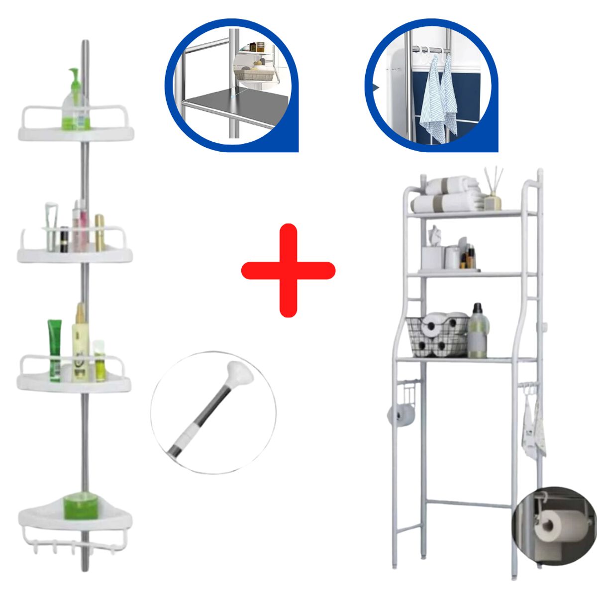 OEM - Pack Estante de Baño + Esquinero 4 Niveles 3,20M