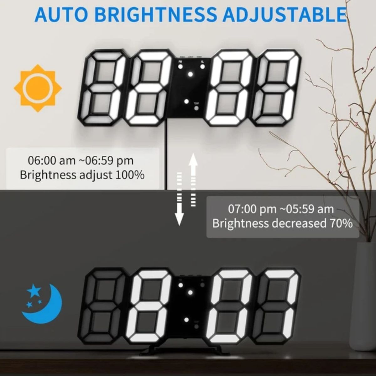 GENERICO - Reloj 3D Digital pared y escritorio