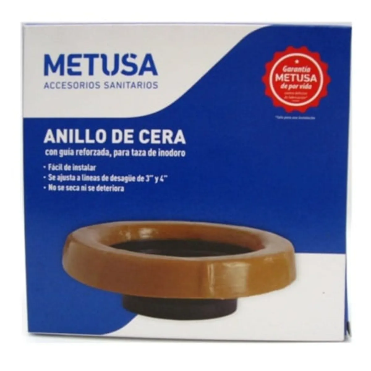 METUSA - KIT METUSA: ANILLO DE CERA C/GUÍA +TUBO DE ABASTO VINIL 1/2"  X  7/8" X 40CM