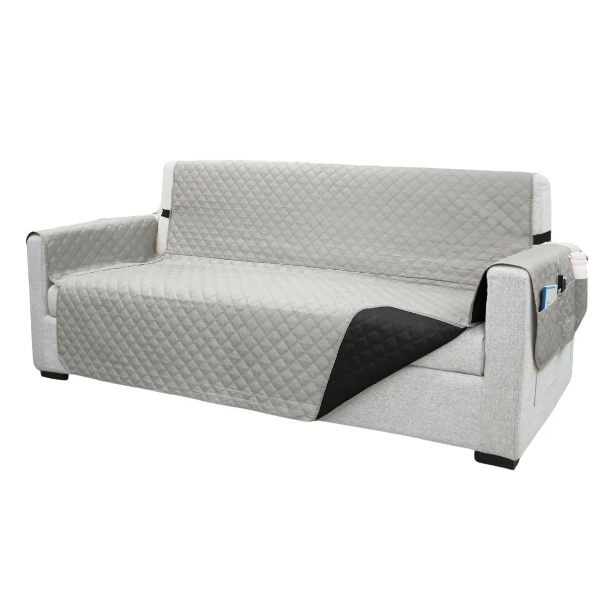 SALA FABULOSA - Protector de mueble impermeable 3-2-1 GRIS reversible NEGRO
