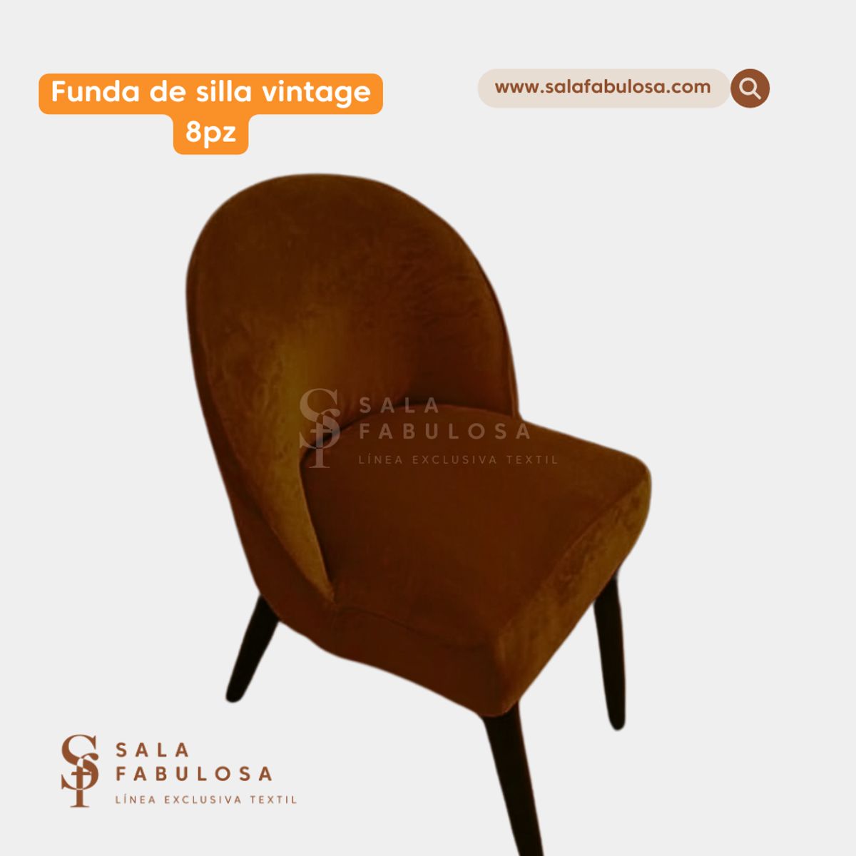 SALA FABULOSA - Funda de silla 8 pzs vintage terciopelo CHOCOLATE