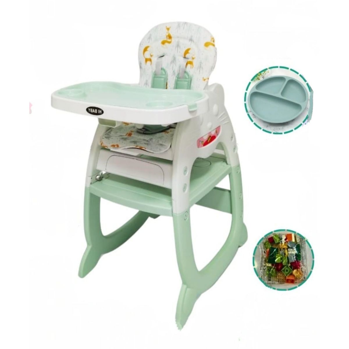 GENERICO - Silla de comer 4 en 1 escritorio lego VERDE