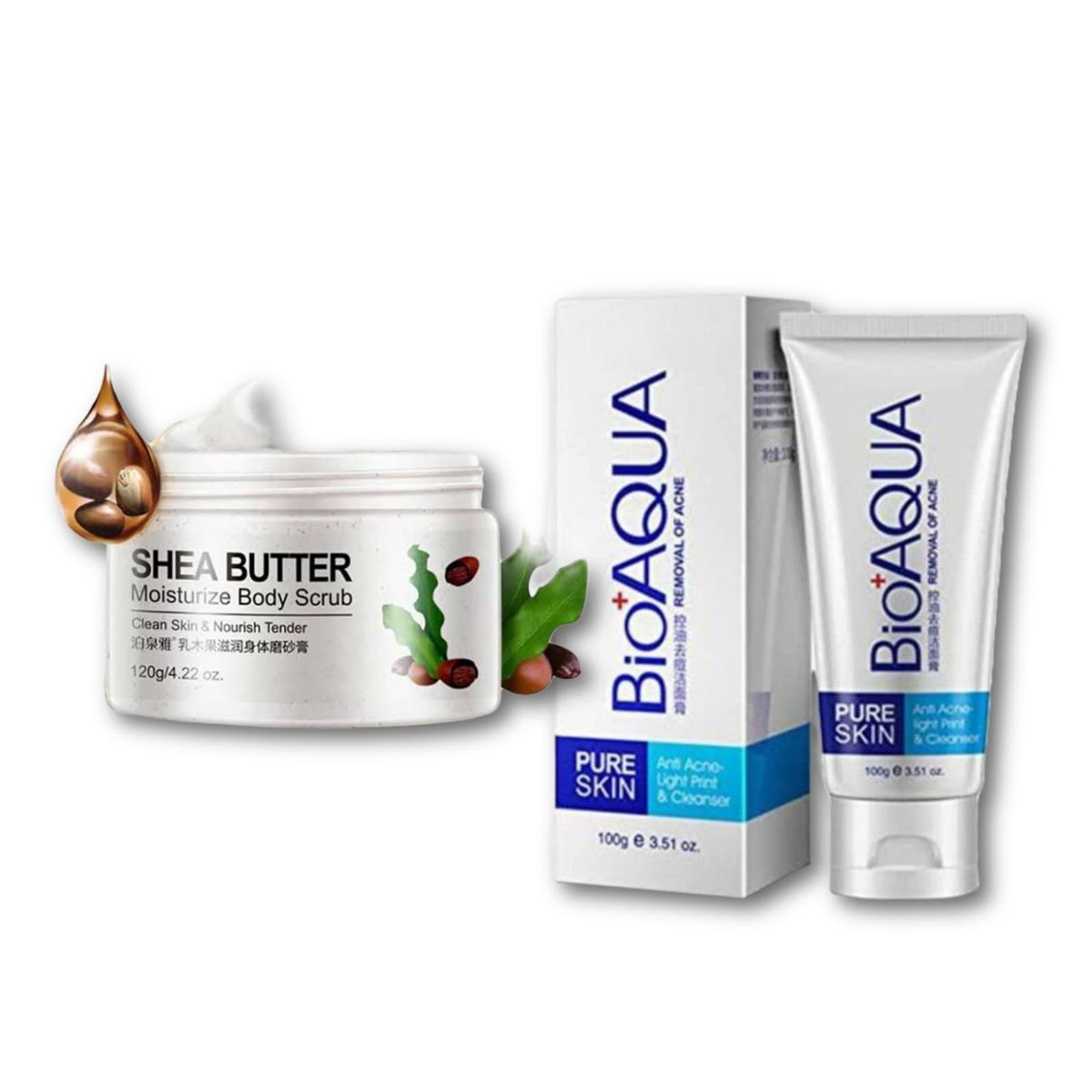 BIOAQUA - Exfoliante de Karite + Limpiador facial Anti Acné