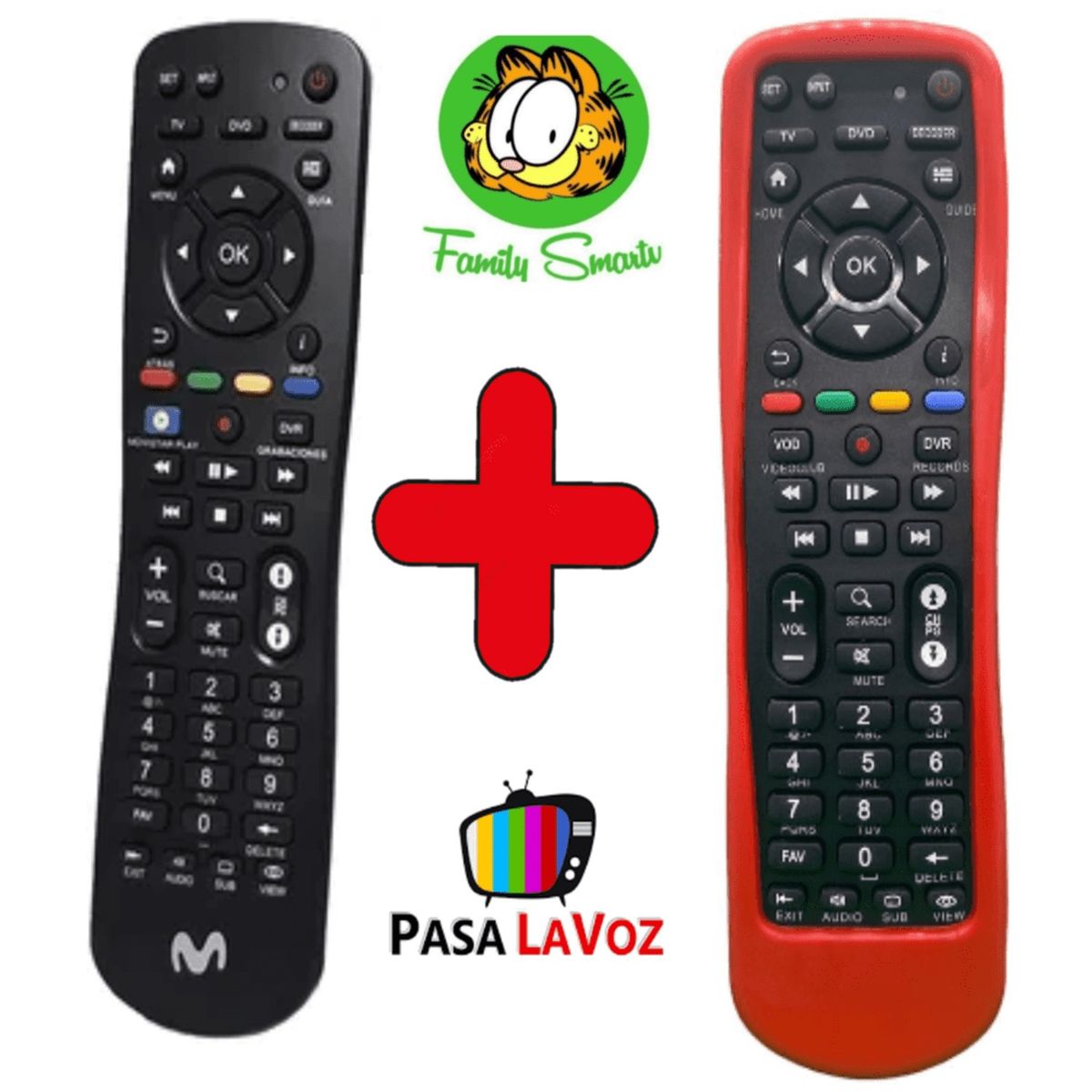 UNIVERSAL - Control Movistar para Decodificador + Funda Silicona Roja