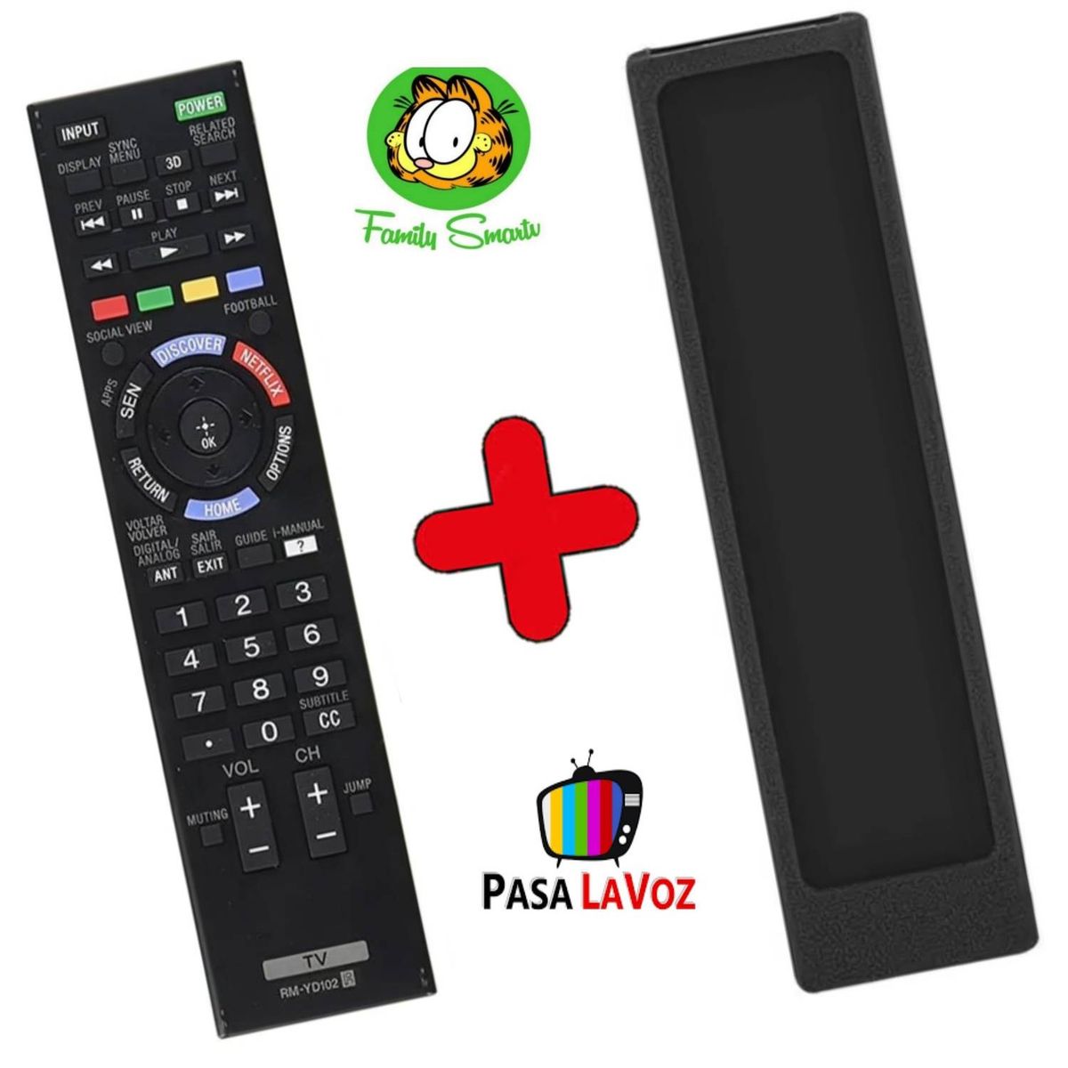 UNIVERSAL - Control Remoto Sony Smart Tv Bravia Led 3d  Funda Negra