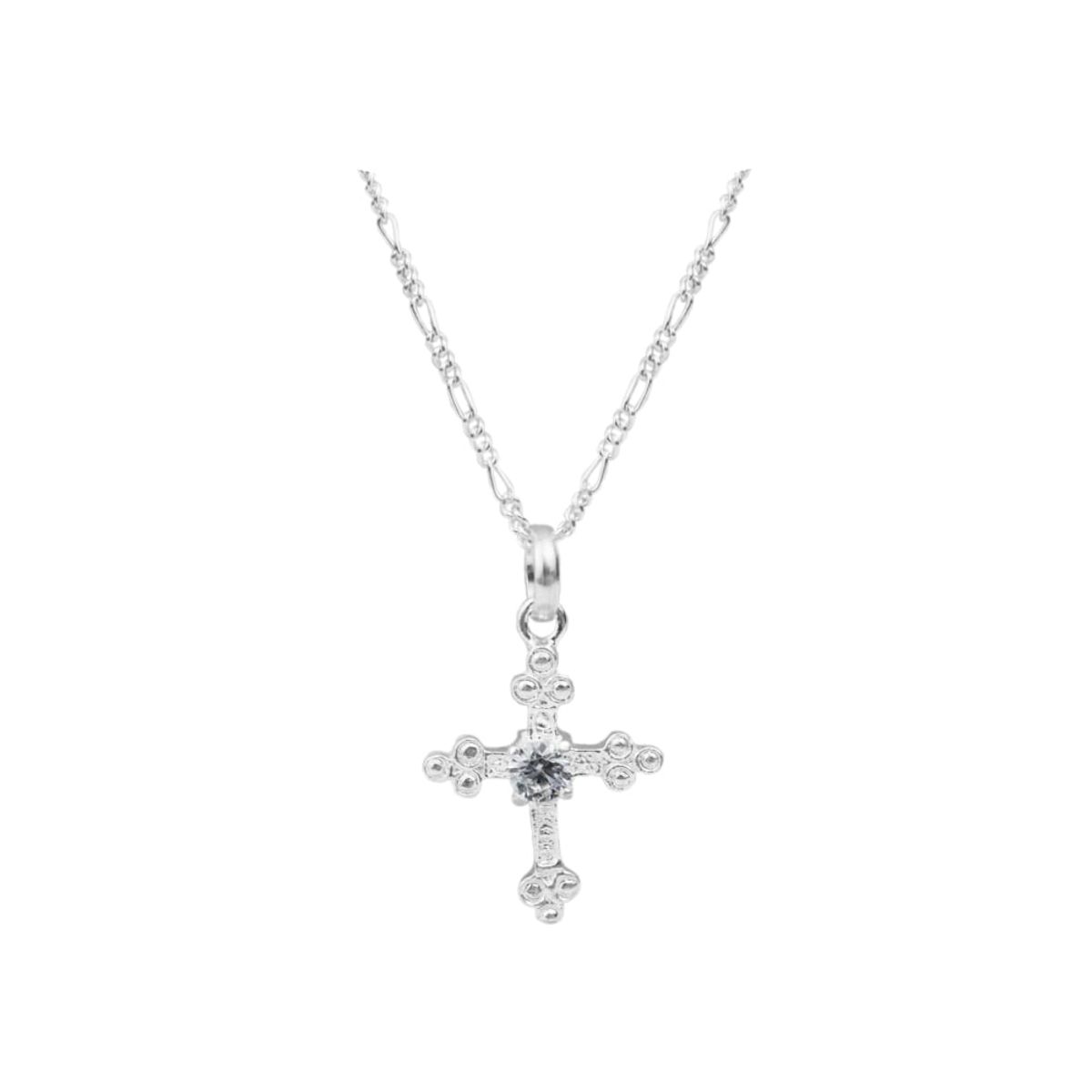 CLEO JOYAS & ACCESORIOS - Collar cruz crucifijo circon plata